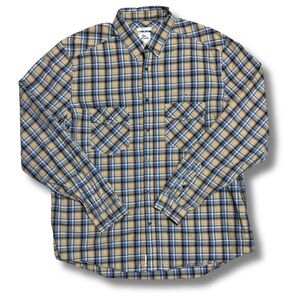 LACOSTE Men's Long Sleeve Button Down Plaid Modern Fit Shirt, Yellow/ Blue - XL